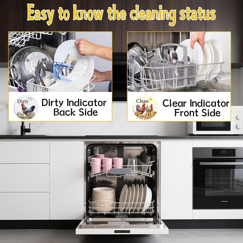 Dishwasher Magnet Clean Dirty Sign - Cosmisun Chicken Clean Dirty