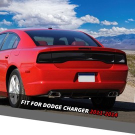 Jimen Fit for Dodge Charger 2011-2014, 3rd Third Brake Light Cover Trim & Tail Light Tint Smoked Taillight Covers
