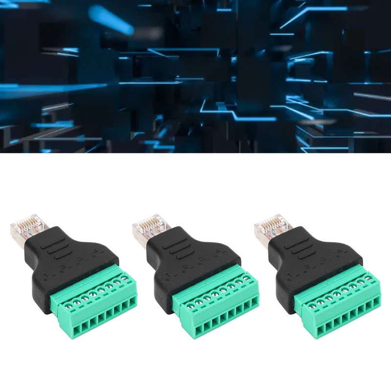 3Pcs RJ45 Screw Terminal Adapter RJ45 Female Thread to 8