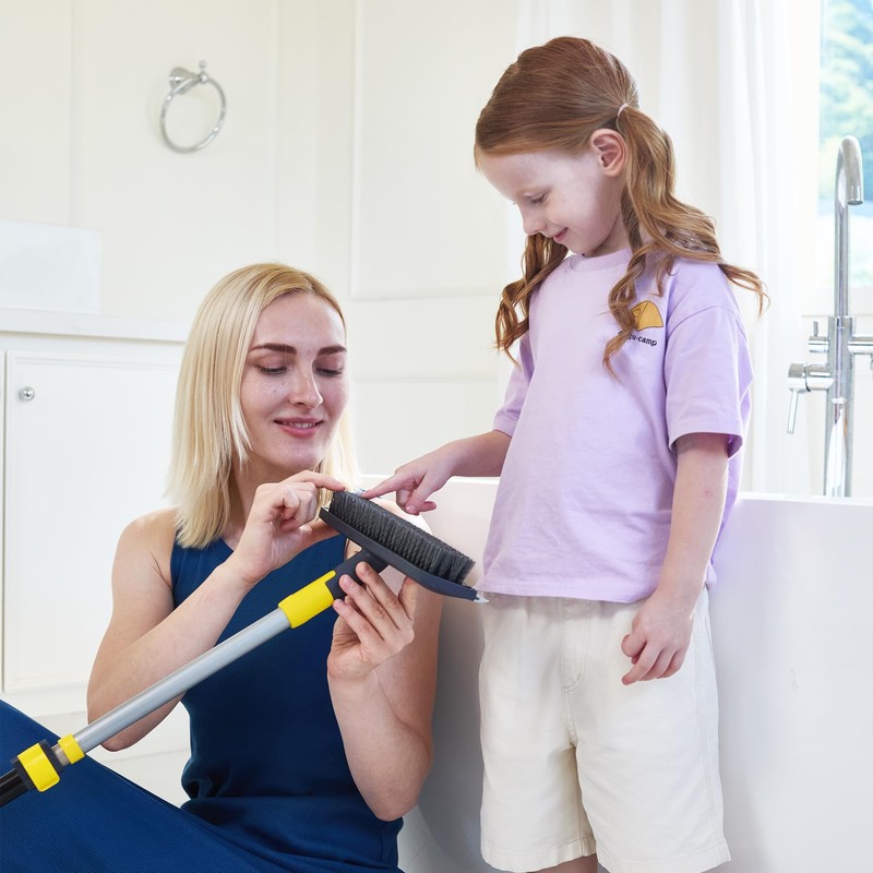 Yocada Floor Scrub Brush Telescopic Handle 2 in 1 Scrape