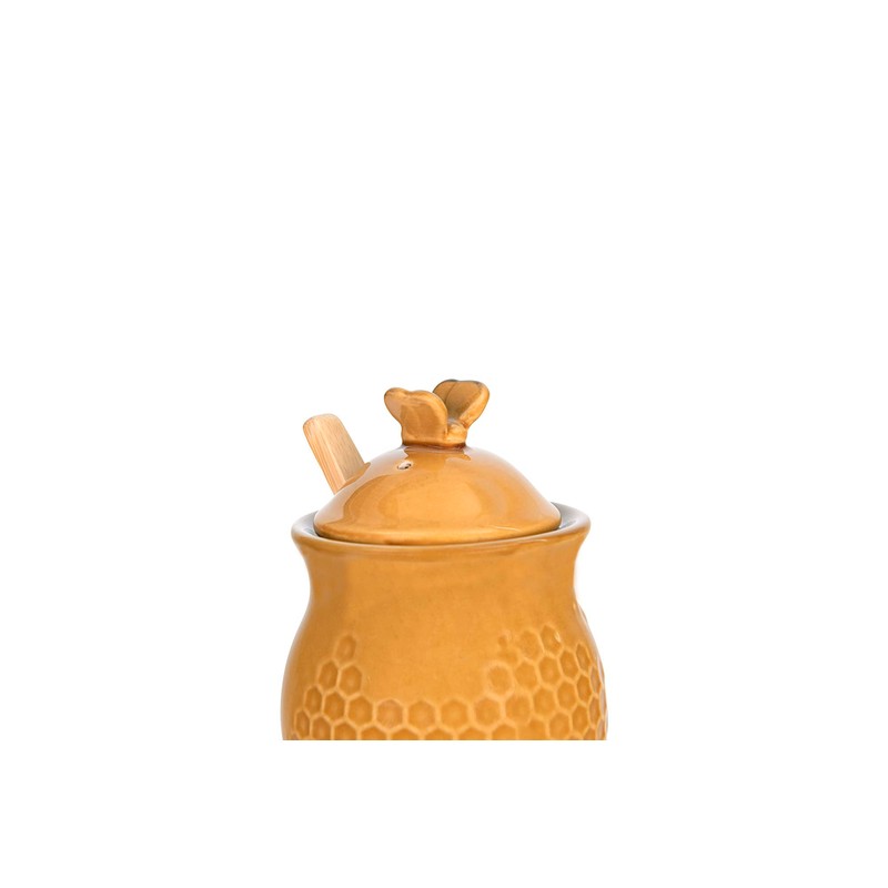Creative Co-Op Small 3 Piece Yellow with Decorative Bees Stoneware