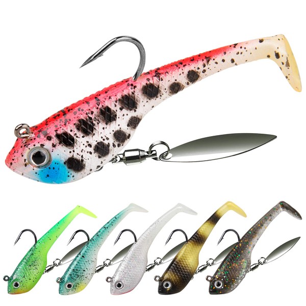 TRUSCEND Fishing Jigs Lures with Handmade Lead Heads Paddle Tail