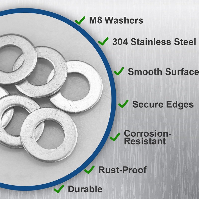 M8 Metal Washers,M8 x 15mm Flat Penny Washers (Thickness 1.5mm)