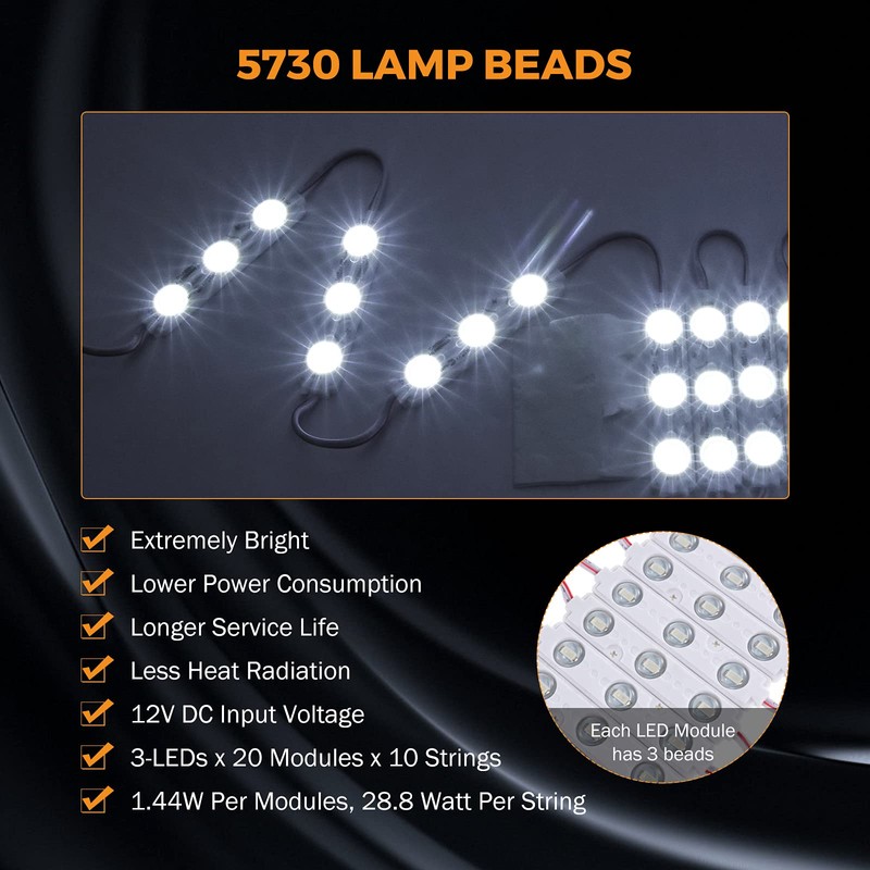 BEAMNOVA White 100Ft Extremely Bright Commercial Storefront Light for Business