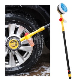 povtii Rotating Car Wash Brush, 360° Spin Auto Cleaning Brush with Long Handle, Detachable Washing Brush with Soft Chenille Bristles Universal for Most Vehicles, Car Accessories (Brush)