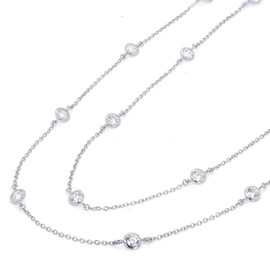 Gift from New York Bazel By The Yard Necklace, 925 Silver Platinum Coated, Platinum