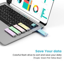 RAOYI 5 Pack 2GB USB Flash Drive Bulk Pack Memory Storage Thumb Stick USB 2.0 Fold Storage Snapcap Design (5 Mixed Colors: Blue Green Pink Purple Yellow)