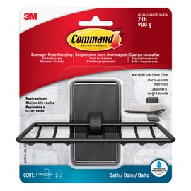 Command Soap Dish, Matte Black, 1 Holder + 2 Waterproof Strips - Soap Holder for Shower and Bathroom - Organise without Holes and Drilling