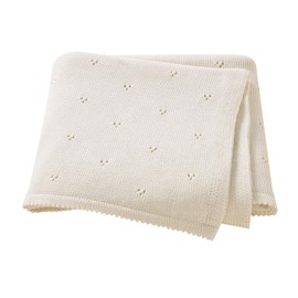 Hadetoto Baby Blanket 100% Cotton Cellular Blanket Baby Soft Cosy Knitted Blanket Cream 100x80cm