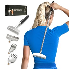Snowyee Back Scratcher Detachable Backscratchers Extendable with Extra Large Wide Variety Heads for Women Men for Scratching Itch with Gift Box (4 Pieces/Black)