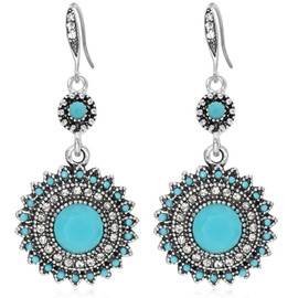 Gleamart Turquoise Boho Vintage Earrings Retro Statement Earrings for Women