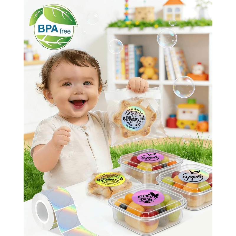 Thermal Printer Stickers 2" Round Holographic Waterproof BPA Free 300ct