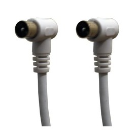 electrosmart Male Coax Plug to Male Coax Plug TV Aerial Cable with 90 Degree Right Angled Connectors Length: 1.5m – Colour: White