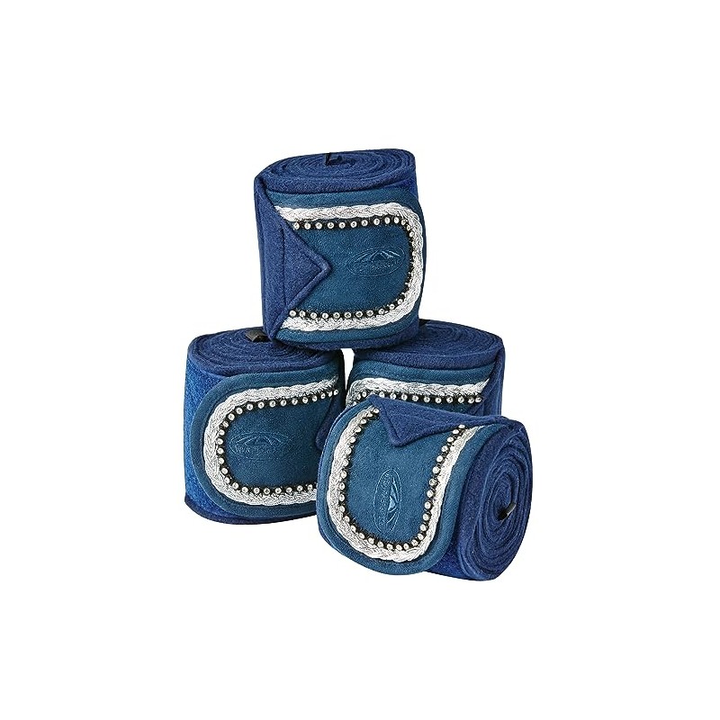WeatherBeeta Fleece Bling Bandage 4 Pack, Navy, 3.5m