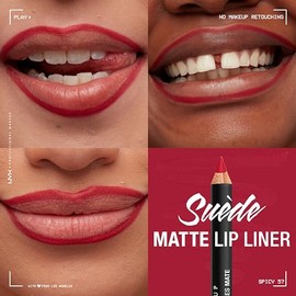NYX Professional Makeup, Suede Matte, Lápiz delineador de labios, Tono True Red, 1g
