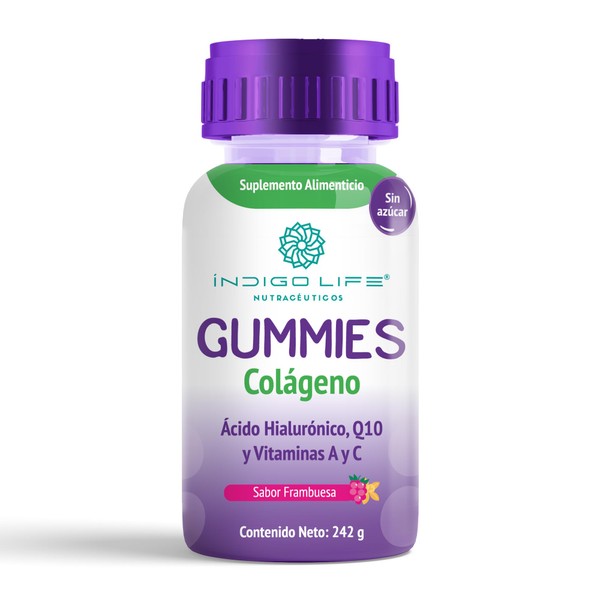 Indigo Life Gomitas de Colageno, Acido Hialuronico, Q10, Vitamina A