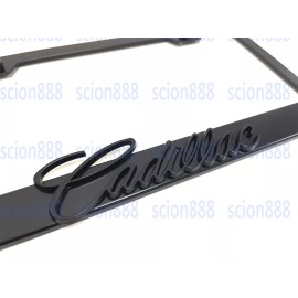 Unbranded 1pc 3D BlackCadillac Emblem Badge BLACK Stainless Metal License Plate Frame