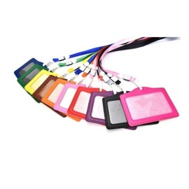 Horizontal ID Card Holder with Buckle Lanyard Case Red BL00131 100ea