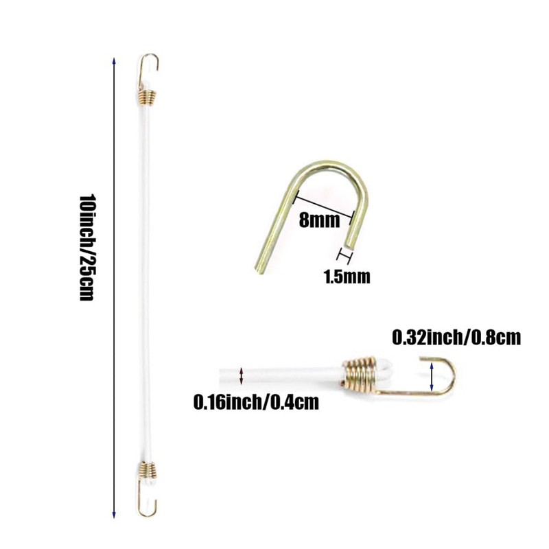 12Pcs 25CM White Mini Bungee Cords with Hooks Elastic Heavy