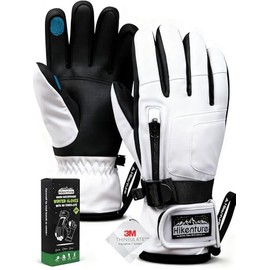 Hikenture Guantes de esquí para hombre y mujer, guantes de snowboard impermeables 3M Thinsulate, guantes aislantes táctiles para motos de nieve en climas fríos, guantes de esquí cálidos y resistentes