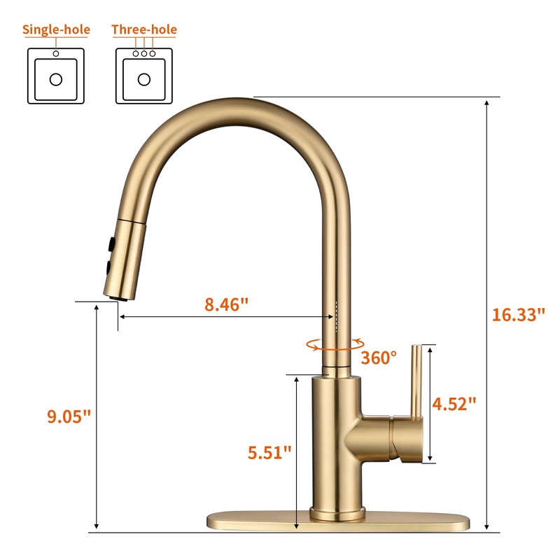 RULIA Kitchen Faucet, Kitchen Sink Faucet, Sink Faucet, Pull-Down Kitchen