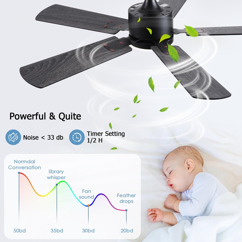 FUMLTP 42 inch Modern Ceiling Fans with Lights APP/Remote Control,