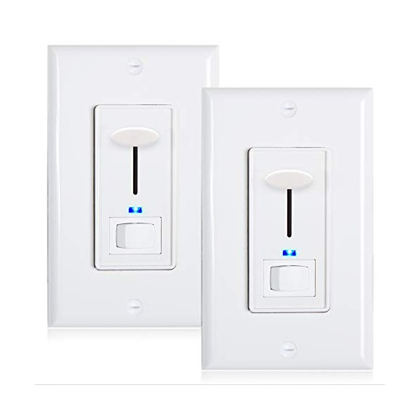 Maxxima 3-Way/Single Pole Dimmer Electrical Light Switch With Blue Indicator
