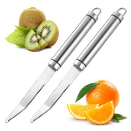 Giantree 2 Pcs Stainless Steel Citrus Knife, Curved Serrated Knife for Grapefruit, Orange, Lemon, Kiwi - Easy to Hang, Dishwasher Safe