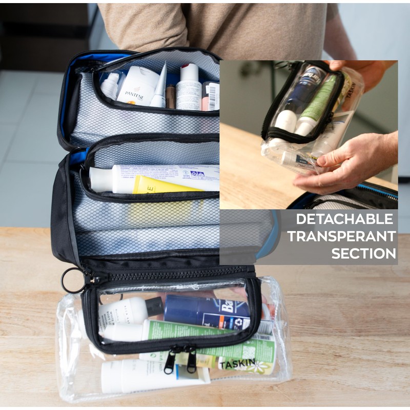 Taskin Xpress Compact Hanging Toiletry Bag w/Built-in 4 Suction Cups