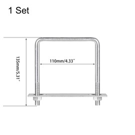 TA-VIGOR M10 Square U-Bolts, 113mm Inner Width 135mm Length 304 Stainless Steel U-Bolts with Nut, Plate for Attaching Piping Conduit Cable Tube Brackets Boat Trailer