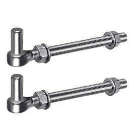 Insaga M16x 8'' J-Bolt Gate Hinge, 304 Stainless Steel J-Bolt Post Hinge for Farm Gate, 5/8" Male Pin J-Bolt Hinge for Chain Link Fence Gate, Gate Hinges for Metal Gates (2Pcs)