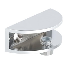 Mooche 4 Pack Glass Shelf Bracket Adjustable, Wall Mounted Zinc Alloy Glass Clamp Holder for 6-10mm Glass Shelves, Wall Mount Clamps Clip Support Hardware Replacement Parts Shower Brackets Brushed