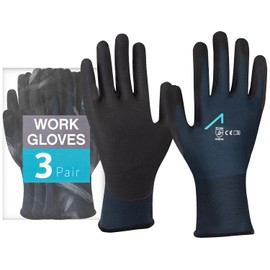 ACE Work Gloves - 3 Pairs of Protective Gloves for Crafts & Garden - Gloves for Work - 08/M (Pack of 3)
