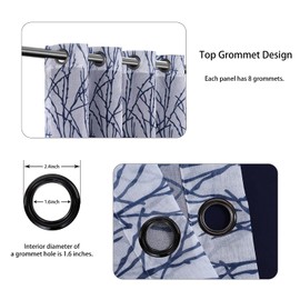 BONZER Mix and Match Curtains - 2 Pieces Branch Print Sheer Curtains and 2 Pieces Blackout Curtains for Bedroom Living Room Grommet Window Drapes, 54x63 Inch/Panel, Indigo, Set of 4 Panels