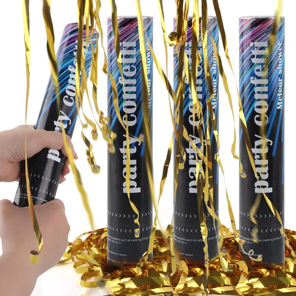 4-Piece Birthday Confetti Cannon, SilverChry Party Popper, Confetti Cannon Wedding,