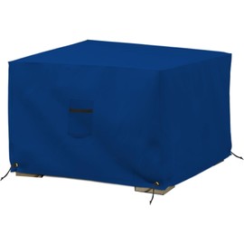 Covers & All Square Ottoman Cover, Heavy Duty 18 Oz Waterproof UV & Weather Resistant Patio Garden Furniture Stool Protector Indoor Outdoor with Drawstrings (36" L x 36" W x 12" H, Blue)