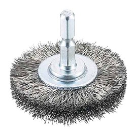 TRUSCO TB-6223-60 Wheel Brush with Shaft, Diameter 2.0 inches (50 mm) x Shaft 0.25 inches (6.35 mm), Stainless Steel Wire, 0.01 inches (0.3
