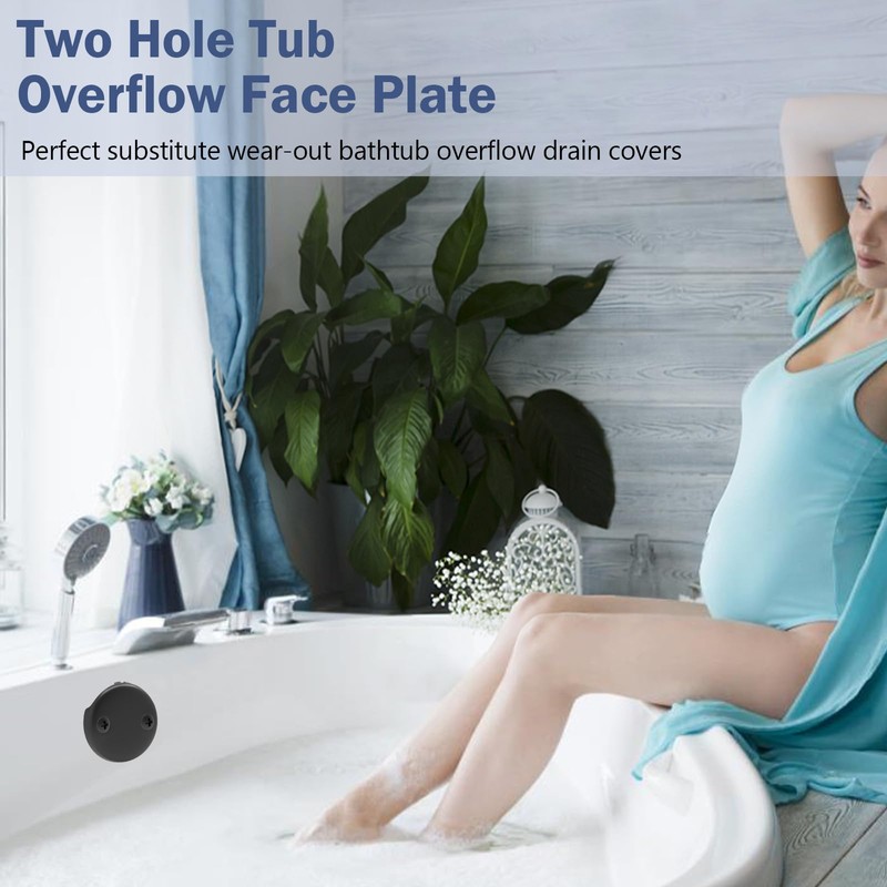 Bathtub Overflow Drain Cover 3-1/8" - Two Hole Tub Overflow