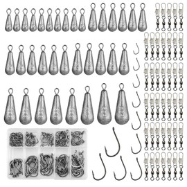 125 Pieces Fishing Accessories Set Fishing Hooks Fishing Lead Swivel Fishing Dropshot Hooks Lead Fishing Swivels Dropshot Lead Lead Fishing Pear Lead Fishing Accessories Swivel 5/10/15/20/30/40/50/60g