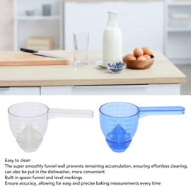 Long Handle Scoop for Measuring Coffee, Convenient Clear Measuring Cup, Smart Funnel Design Prevent Spill, Efficient Portion Control for Supplement, Protein, Other Dry Good