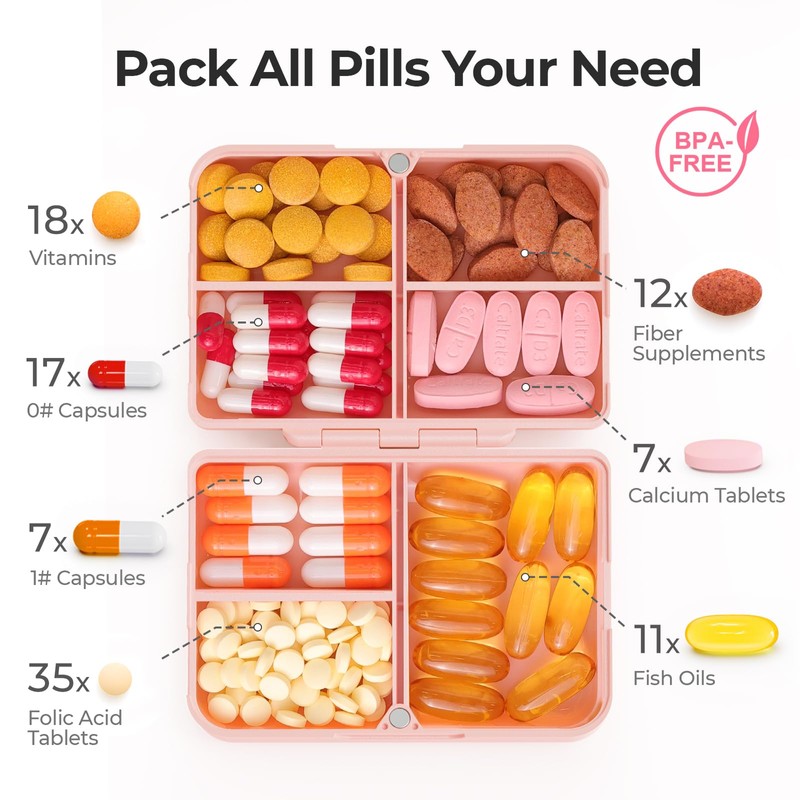 AUVON Daily Pill Organizer Fit with Your Purse or Pocket,