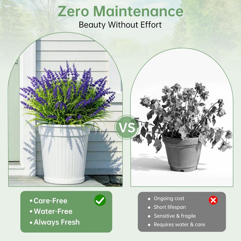 15 Bundles Artificial Plants & Flowers UV Resistant No-Fade, Purple