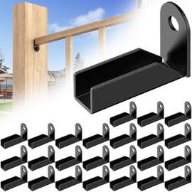 Black Fence Mounting Bracket for 1" x 1" Square Rails, Carbon Steel Square Tube Rail Bracket, Fence Panel Internal Connector, No Screws, 24 Packs