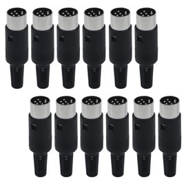 Antrader DIN 6-Pin Male Plug Connector Solder Cable Adapter Keyboard Mouse Plug with Plastic Handle 12pcs