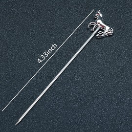 RRRuo Horse Cocktail Reusable Picks Martini Picks Fruit Toothpicks for Appetizers Olives Brandied Cherries Skewers 8 pieces (Silver)