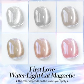 BORN PRETTY Magnetic Nails, Watery Feel, Gel Nail with Magnet, Color Gel, Cat Eye, Cat Eye Gel, Set of 6 Colors, Self Nails, Gel Nail Set, UV/LED Compatible (Hatsukoi)