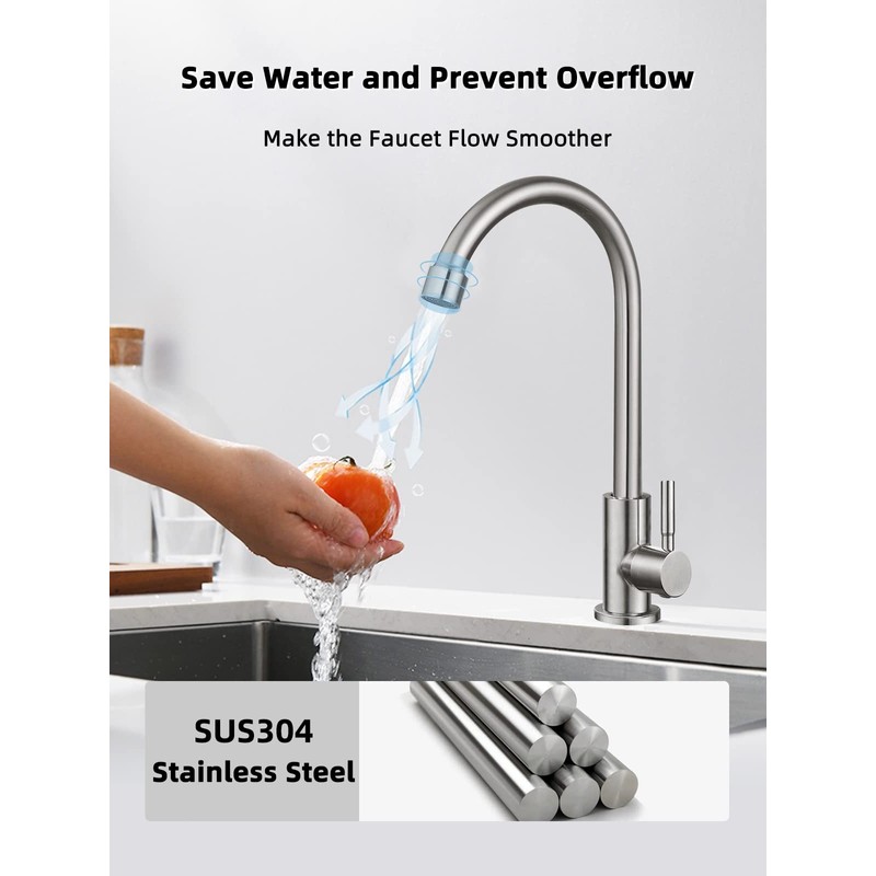 Cold Water Only Faucet SUS304 Stainless Steel Faucet for Kitchen