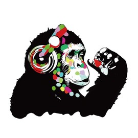 PLIGREAT 2 Sheets Banksy Thinking Monkeys Wall Stickers Removable Vinyl Wall Stickers Street Music Monkeys Graffiti Wall Art Wall Pictures for Bedroom Children's Room Office Home Wall Decoration