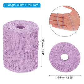 PATIKIL Natural Cotton Raffia Yarn 328 Yard, Crochet Raffia Paper Ribbon for DIY Sun Hat Beach Bag Crochet Yarn Wrapping Knitting, Light Purple
