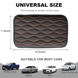 Wevdn Car Center Console Cushion Pad, 12.48×7.40 Inches Waterproof Car Armrest Seat Box Cover, Comfortable PU Leather Vehicle Armrest Cover Protector, Car Decor Interior Accessories (Black＋Orange)